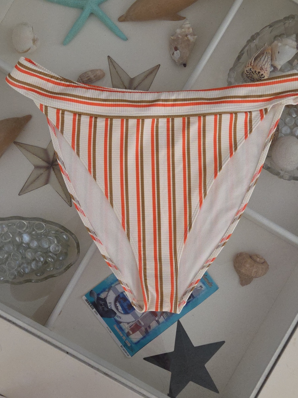 Orange/Green/White Stripes Size XXL(20) Bikini Botton NWOT
